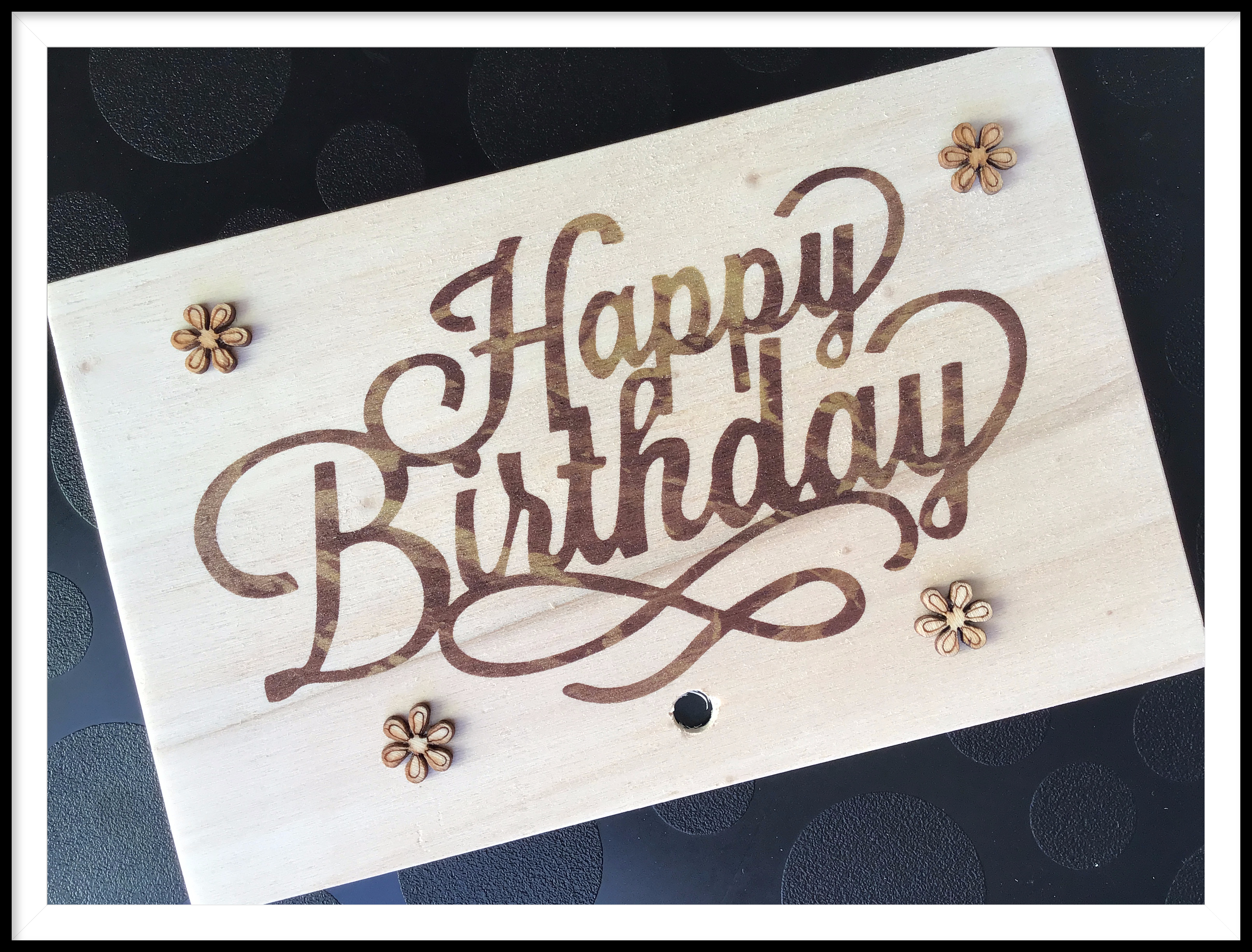 Houten wenskaart happy birthday